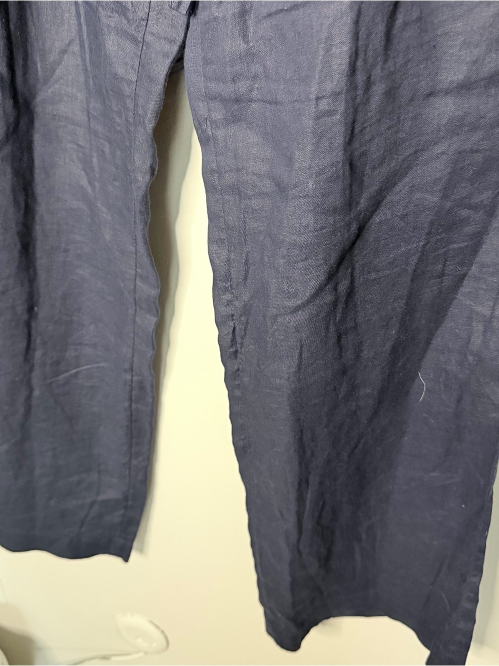 Women’s Navy Linen Relaxed Fit Pants - Picture 3 of 9